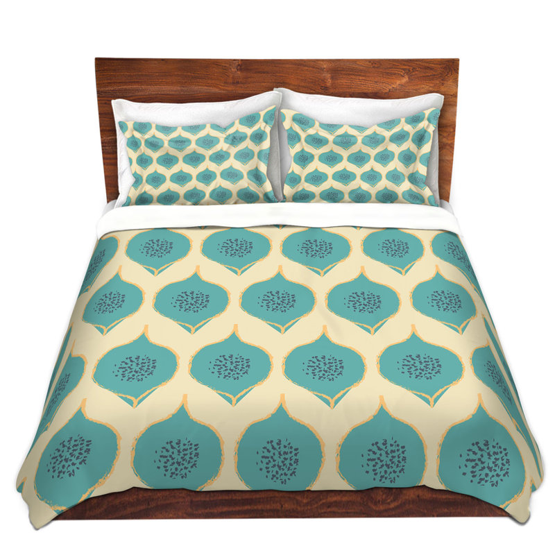 Ensemble de housse de couette Teal Petals, Housse de couette pour grand lit et 2 taies décor