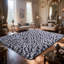 Tapis à poils longs 8 x 10 po pour le salon, grands tapis moelleux de luxe pour la chambre à coucher, envers antidérapant de qualité supérieure, idéal pour les endroits très passants à l'intérieur, esthétique intérieure, teinture par nœuds gris noir-376742560-376742578