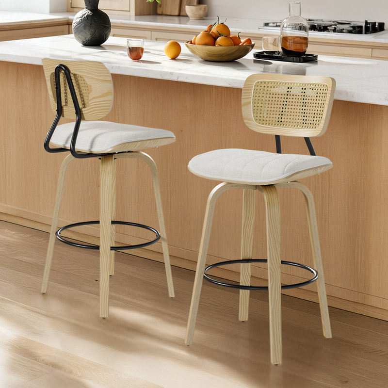 Tabouret de bar pivotant à hauteur de comptoir 26 po, Beige