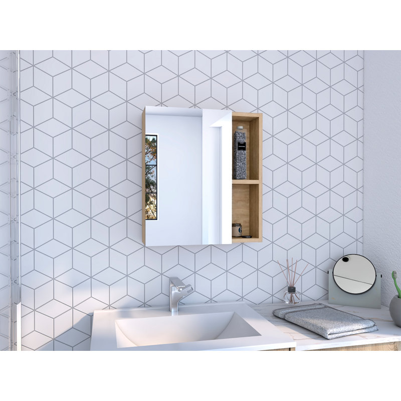 Pharmacie Labelle avec miroir et tablettes internes, Beige