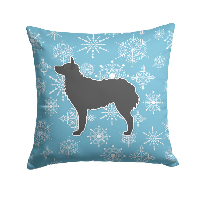 Coussin intérieur/extérieur en flocons d’hiver, H 14 po x l 14 po x P 3 po