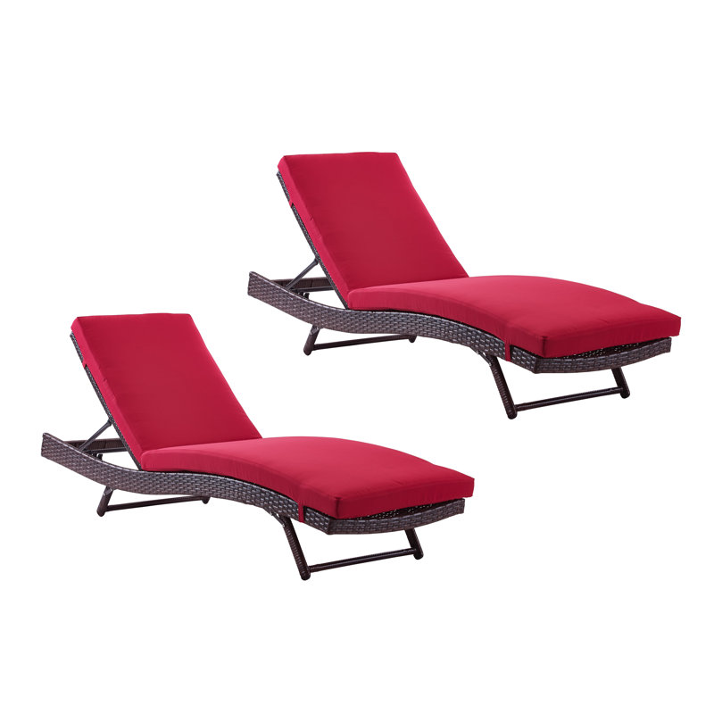 Ensemble de chaises longues avec coussins Prerte, Rouge