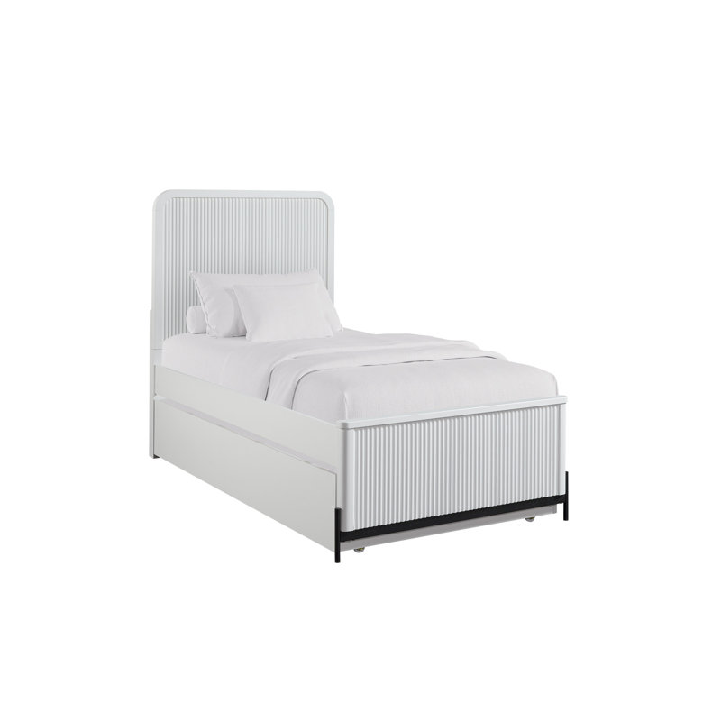 Lit gigogne simple blanc pour lit double en bois massif et placage de bouleau
