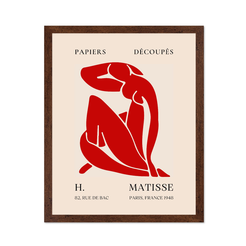 Henri Matisse - Red Nude, Poster, 24"H x 32"W, Brown Framed