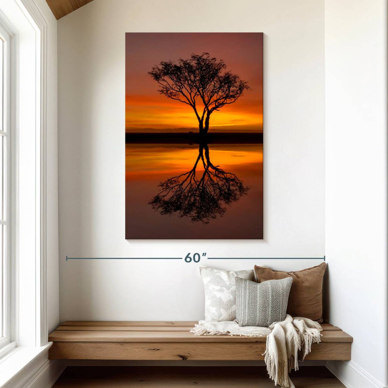 Silhouette d'arbre acacia Harnek, H 48 po x l 32 po