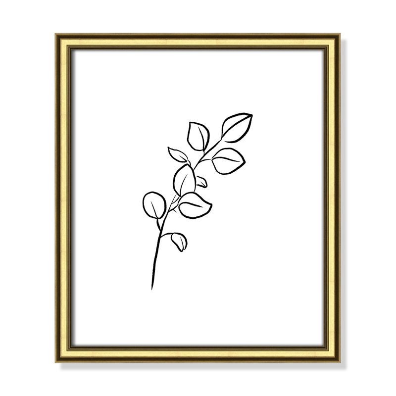 Simple Flowers " Simple Flowers 3 ", Gold Framed Paper, 15" H x 13" W x 0.88" D