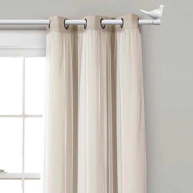 Tringle à rideaux simple ajustable 0,75 po, Blanc brillant, 48" - 84"