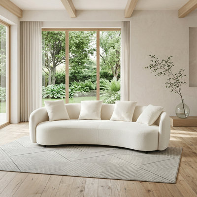 Canapé modulaire incurvé 102 po avec 4 coussins Bou Beige Boucle
