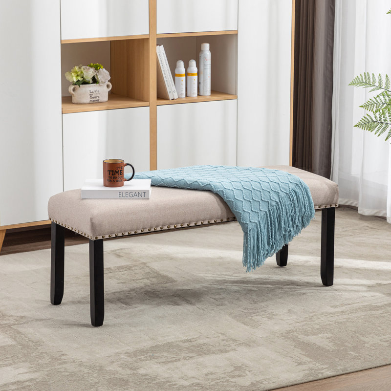 Banc rembourré Aldrik pour vestibule et chambre à coucher, Crème