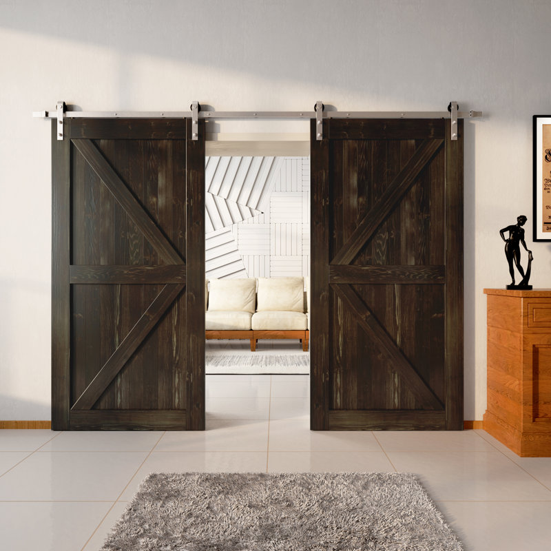 Ensemble de quincaillerie d'installation de porte en nickel massif brossé K Design, L 54 po x H 84 po, Ébène