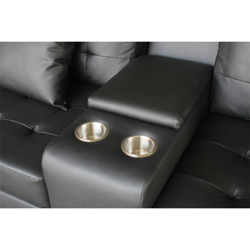 Canapé rembourré en PVC avec lumières DEL et console de rangement