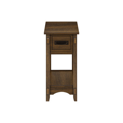 2 Tier Accent Table, Brown Veneer, Organizing Solution, 21.62 In. X 11.98 24.52 In., Walnut, Transitional Side Table With Drawer, Tier, Space Saving, 24 High, Walnut Color,