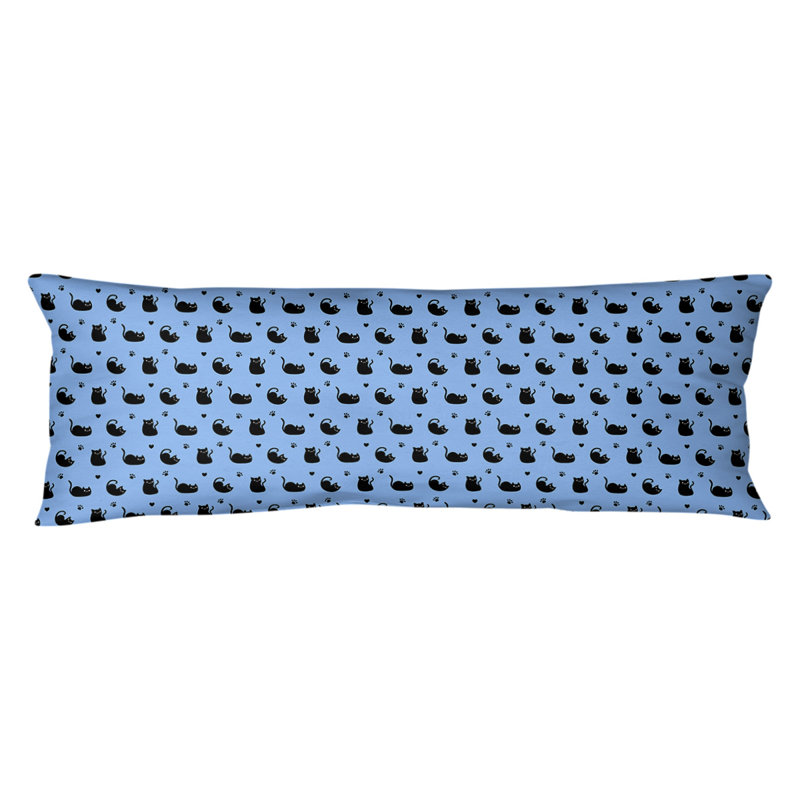 Coussin lombaire à imprimé animal chat, Bourre en polyester, Bleu, Molleton moelleux
