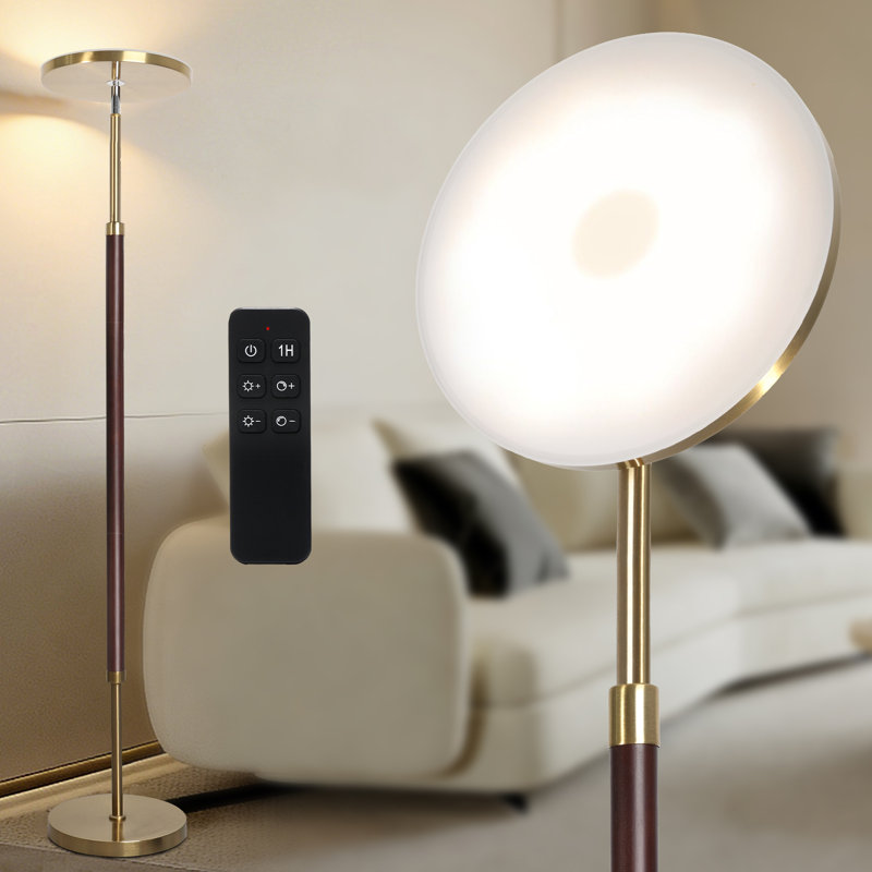 Lampe sur pied en bois 30W 3000Lm avec lampe DEL Super Bright, Noyer