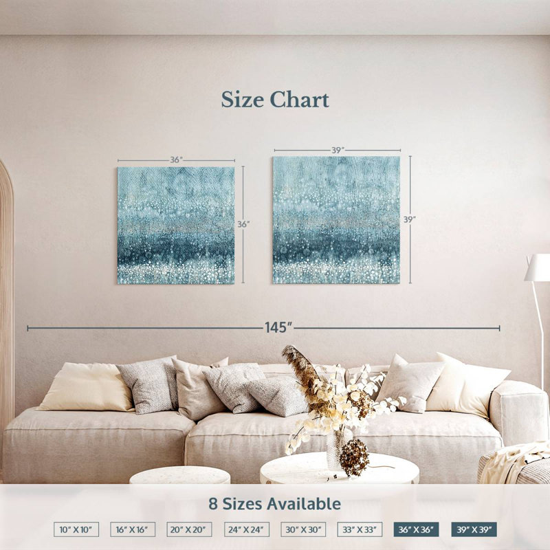 Rain Avery I Blue Silver, 36" H x 36" W