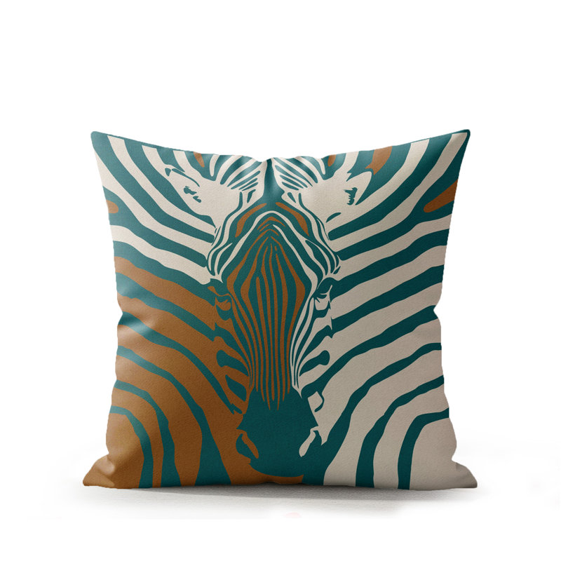 Coussin d'intérieur Salie Zebra, Flamme ambrée, 16 po x 16 po