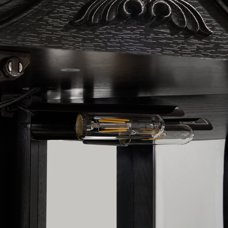 Élégante vitrine d'angle lumineuse avec couronne décorative, 4 tablettes, - dispositif de basculement, pour mécanisme de bureau illuminé Curio 6,