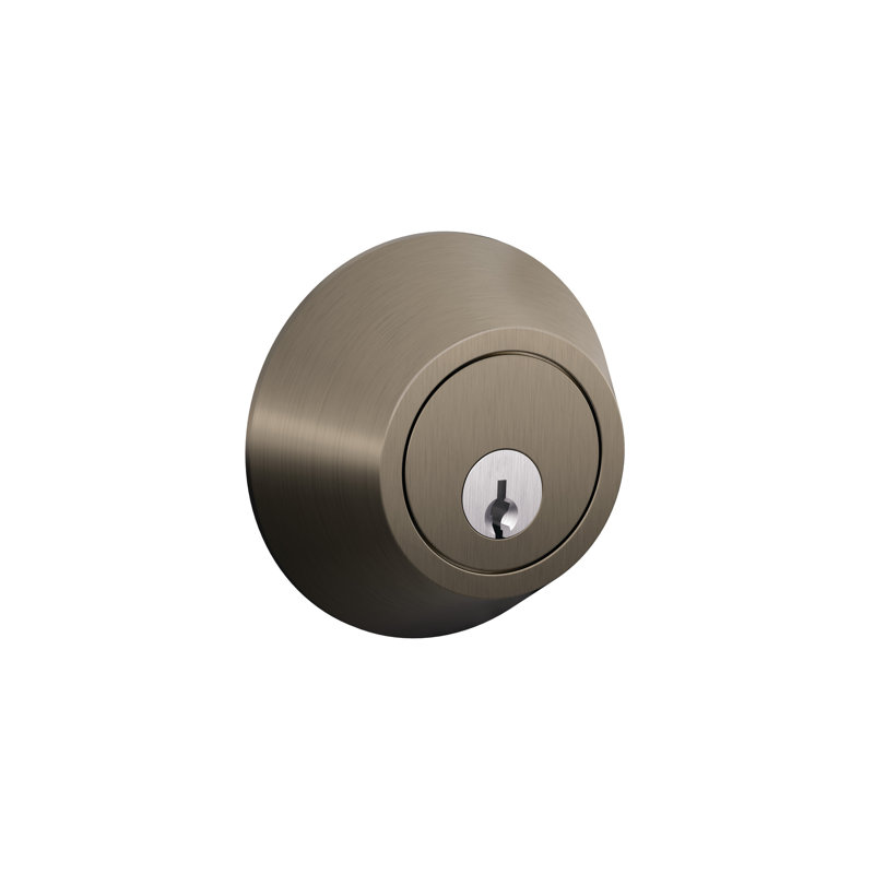 J Series Single Cylinder Deadbolt with Rosette, Yes, Antique Nickel