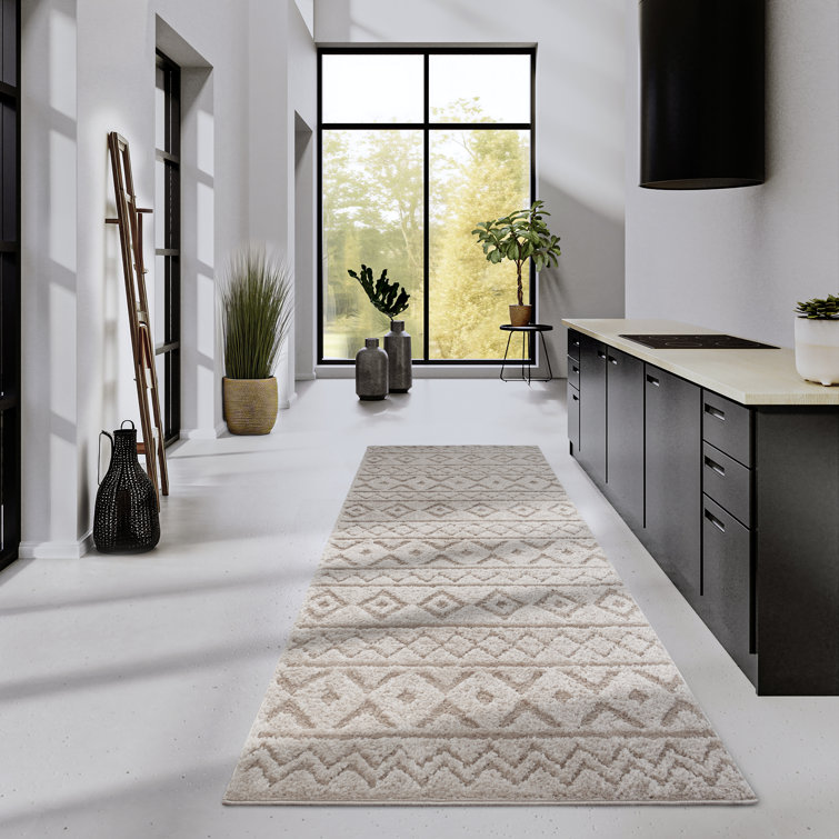 , Beige Gallery Abstract Machine Woven Area Rug
