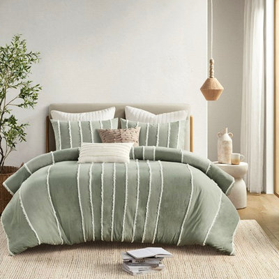 Housse de couette d'inspiration bohémienne double / grand - 100% coton avec rayures et housse de couette de style alternatif
