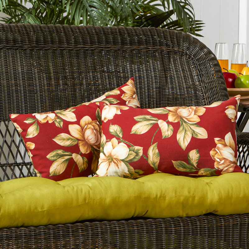 Henrich Indoor/Outdoor Striped Lumbar Pillow, Roma Floral