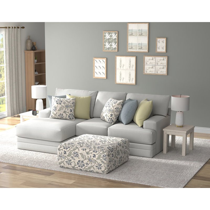Youngblood - Méridienne 2 pièces avec siège à ressorts confortables, repose-pieds cocktail de 41 po et 6 coussins décoratifs inclus