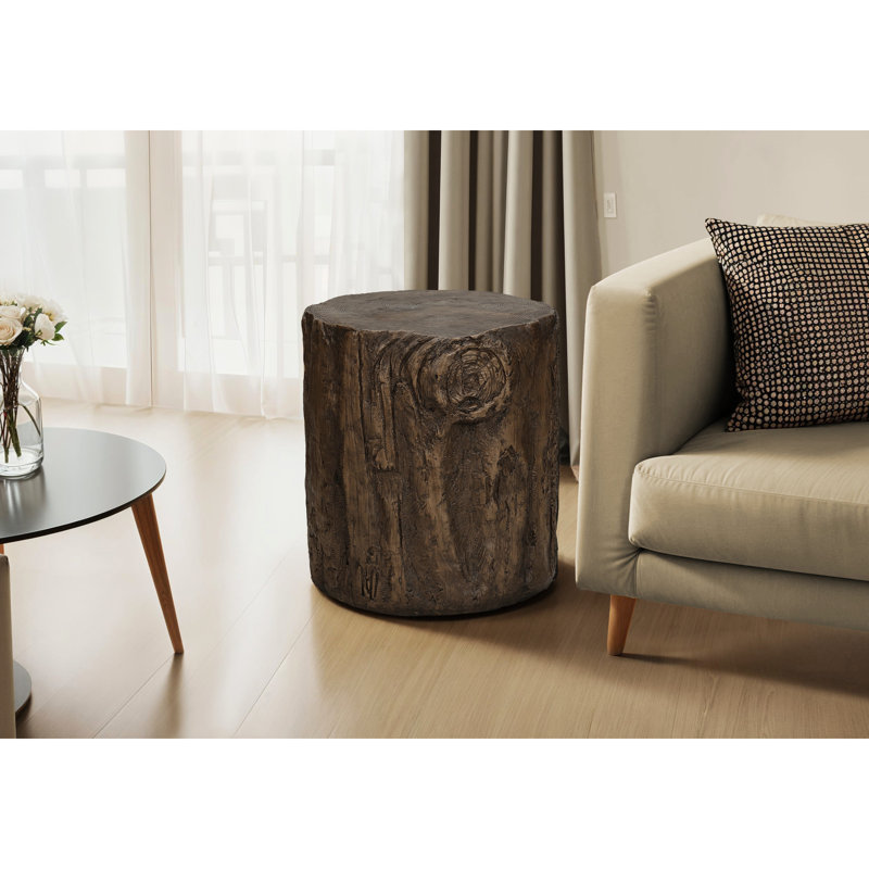 Table d'appoint ronde en noyer de 63,5 cm de hauteur, style moderne pour intérieur ou extérieur, design robuste, finition facile d'entretien, style tambour, mobilier contemporain, matériau noble, aucun assemblage requis