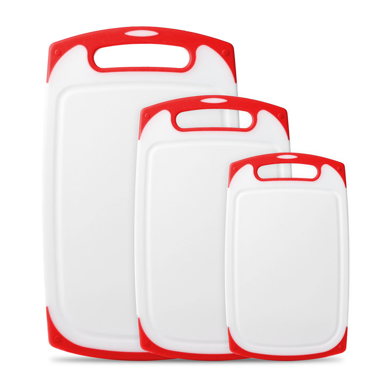 Belwares 3 Piece Plastic Cutting Board Set, Red