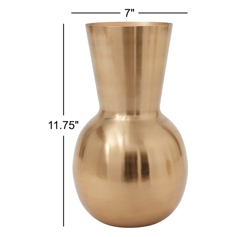 Corla Handmade Metal Table Vase, 11.75" H x 7" W x 7" D