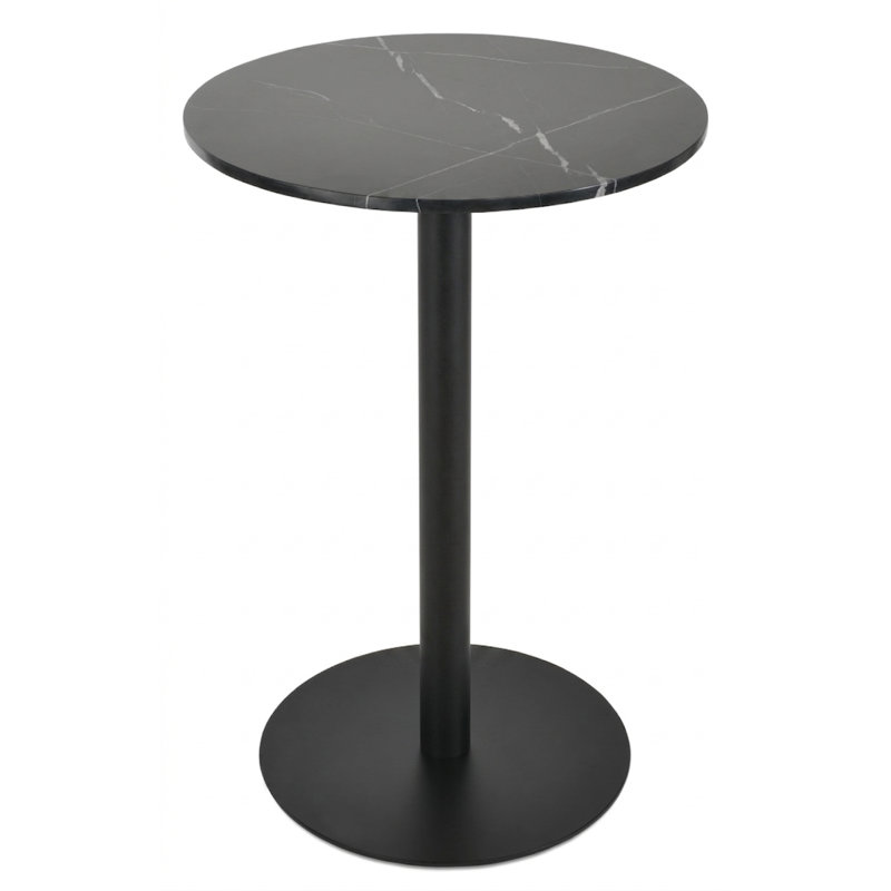 Tango Counter Height Pedestal Table in Marble, Black, Black, 28" W x 28" L