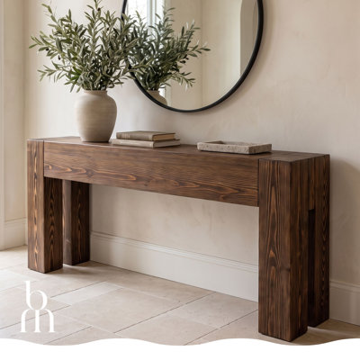 80" Sofa Table Behind Couch, Solid Wood Entryway Console Table