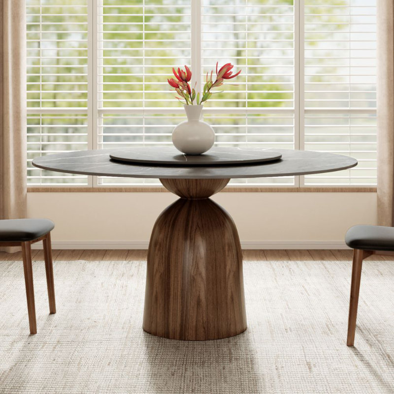 Gray Heins With Lazy Susan For 4/6/8/10, 29.5"H x 53"L x 53"W