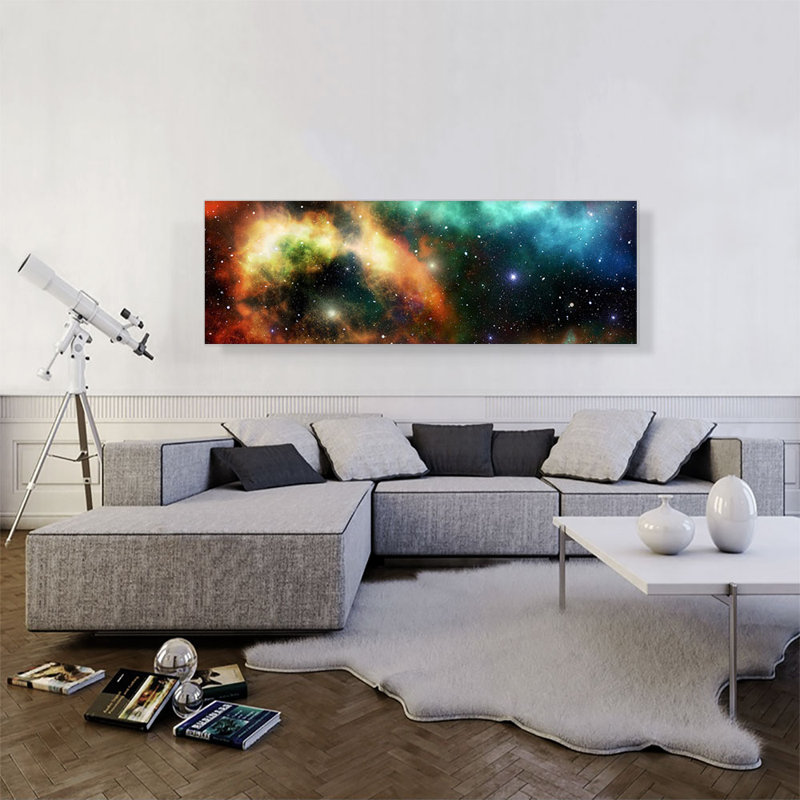 «Universal in Red and Blue Hubble Telescope», reproduction de photo panoramique sur toile tendue