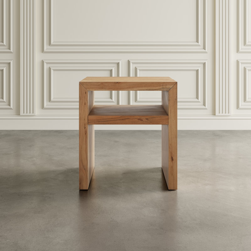 Solid Wood End Table, Brown Wood