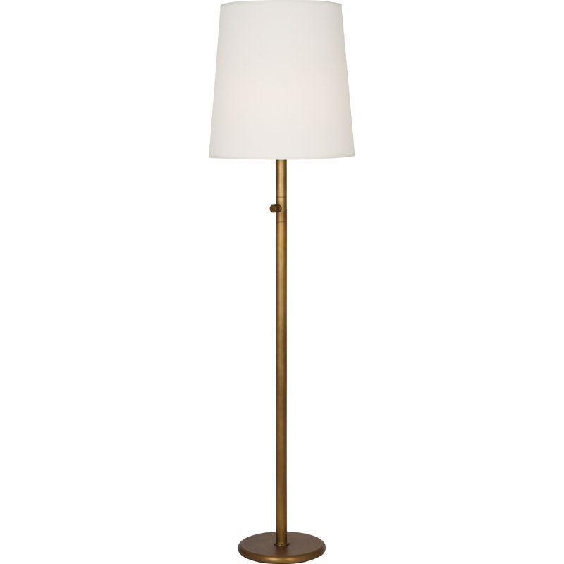 Chic Floor Lamp With Fondine Fabric Shade - Contemporary Lighting Fixture For Stylish Spaces, Brass