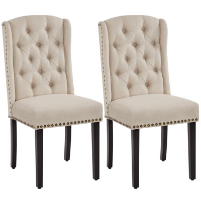 52.5cm H Tufted Polyester Upholstered Full Back Parsons Chair