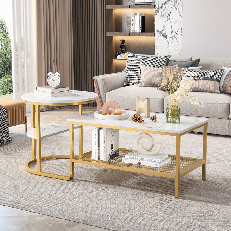 Sled Coffee Table with Storage, Gold