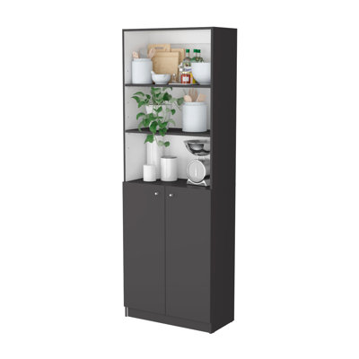 2-Door Bookcase In Matt Gray And White - Store Showcase Your Belongings With Style Functional Stylish Home Storage Option