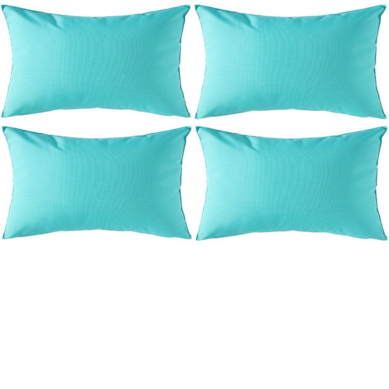Outdoor Reversible Pillow Cover, 14" x 22", Teal/Aqua, Rectangular