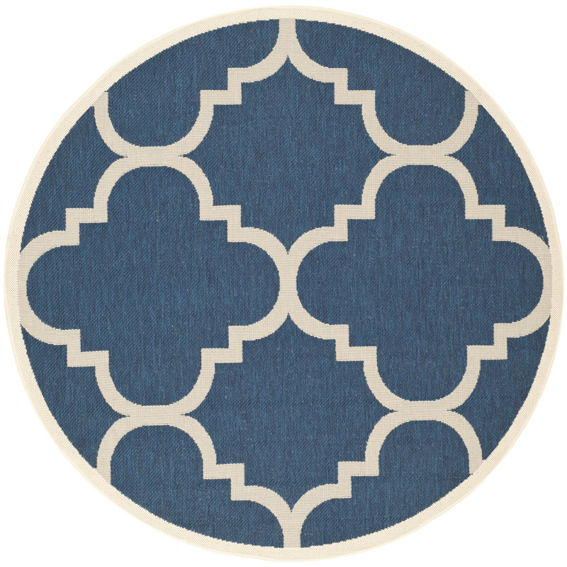 Herefordshire Performance Geometric Indoor/Outdoor Area Rug, Round 7'1