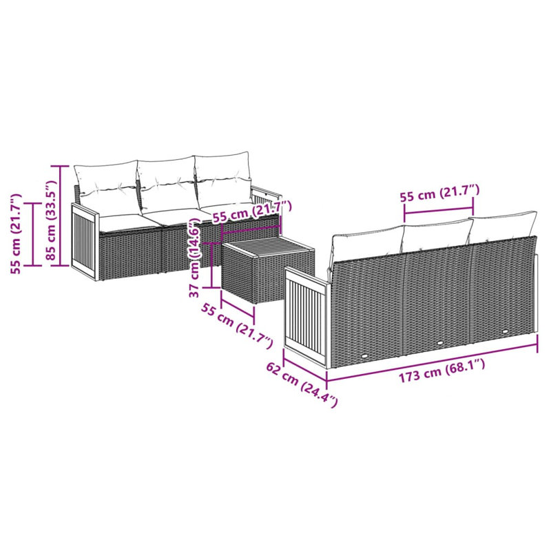  Garden Sofa Set Grey