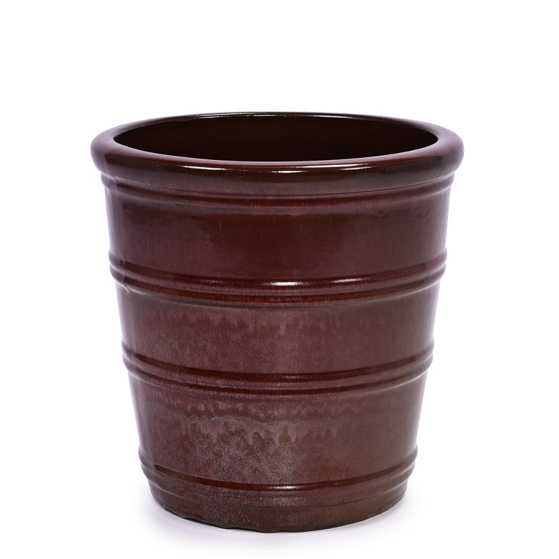 Bean Paste Red Flowerpot Of 3, Ceramic For Indoor And Outdoor Greenery, Featuring Effective Drainage 3 Planters In Red, Long - Lasting Quality, Built In Different Plants