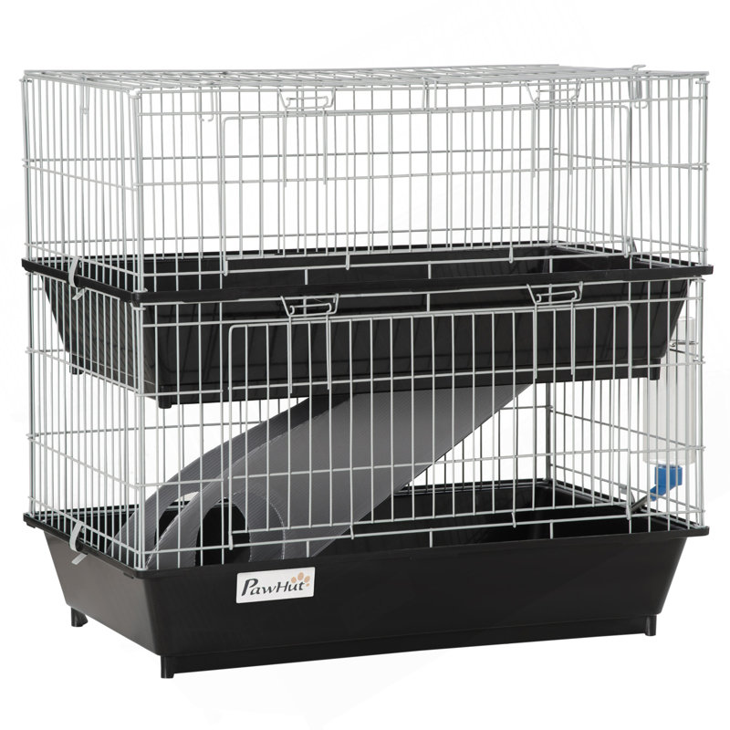 Cage à souris à 2 niveaux, cage de furet avec plat et bouteille, rampe, 2 portes
