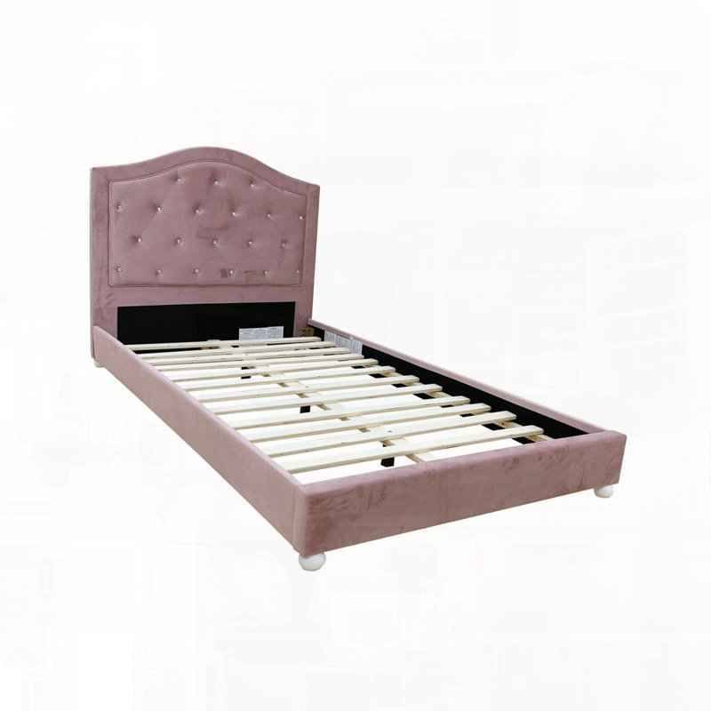 Lit simple en tissu rose