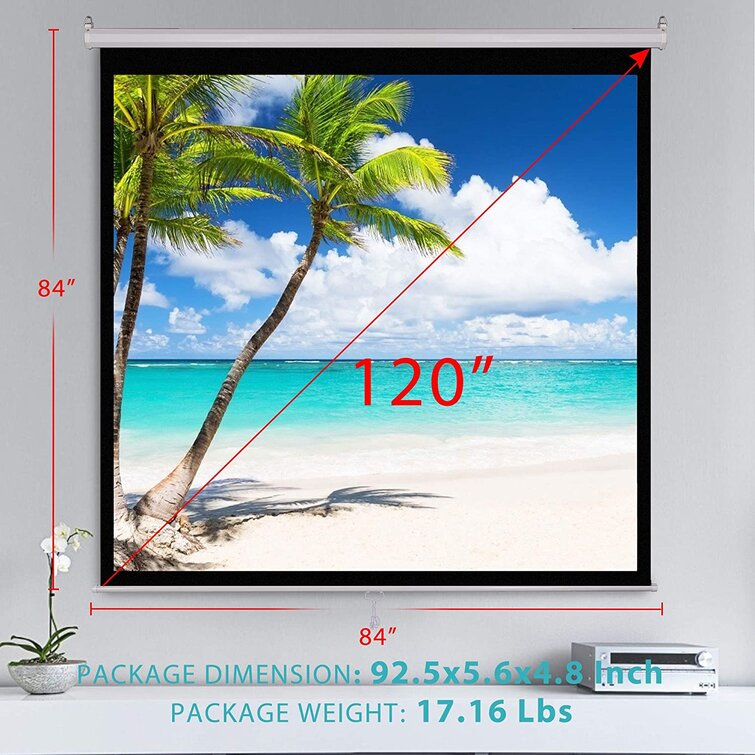 White 49'' x 74'' Manual Ceiling Mounted Projector Screen VIVOHOME