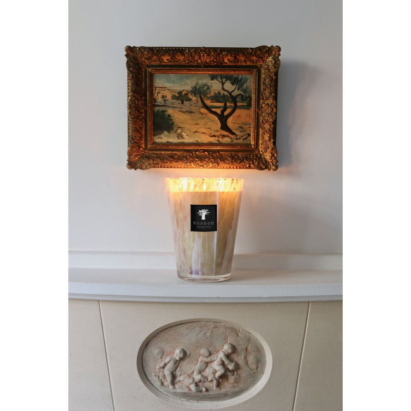 Pearls White Candle, 13.8" H x 9.36" W x 9.36" D
