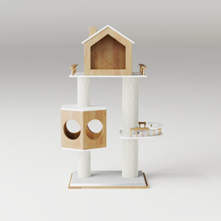Hexagonal Modern Wood Cat Tree & Condo