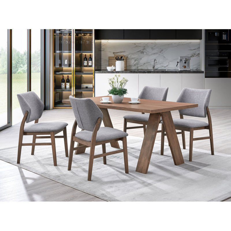 Sarha Walnut and Yellow Upholstered Side Chair Set