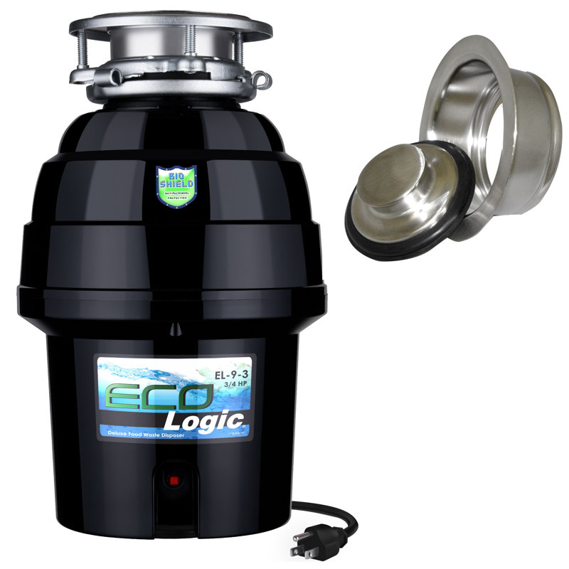 3/4 HP Continuous Feed Garbage Disposal with Brushed Nickel Flange and Stopper Kit