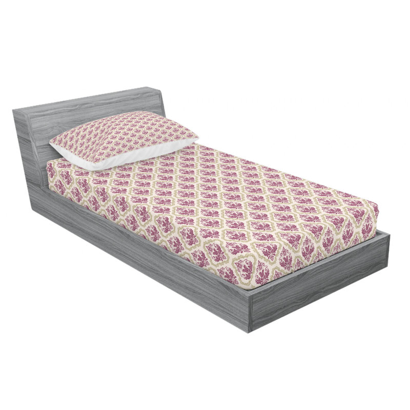 Microfiber Damask Sheet Set, Twin Sheet Set with Fitted Sheet